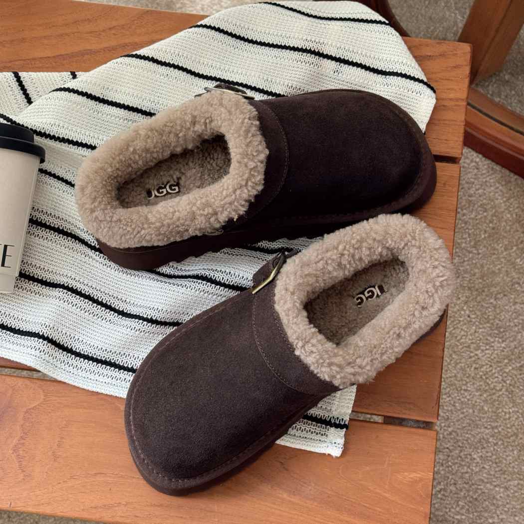 AUSTRALIAN SHEPHERD® UGG Slippers Sheepskin Wool Adjustable Strap Platform Pulsey AS 2113