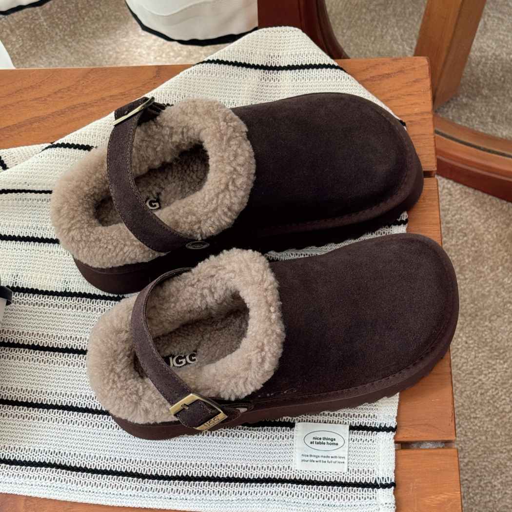 AUSTRALIAN SHEPHERD® UGG Slippers Sheepskin Wool Adjustable Strap Platform Pulsey AS 2113