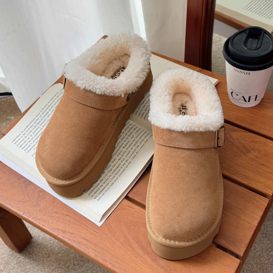 AUSTRALIAN SHEPHERD® UGG Slippers Sheepskin Wool Adjustable Strap Platform Pulsey AS 2113