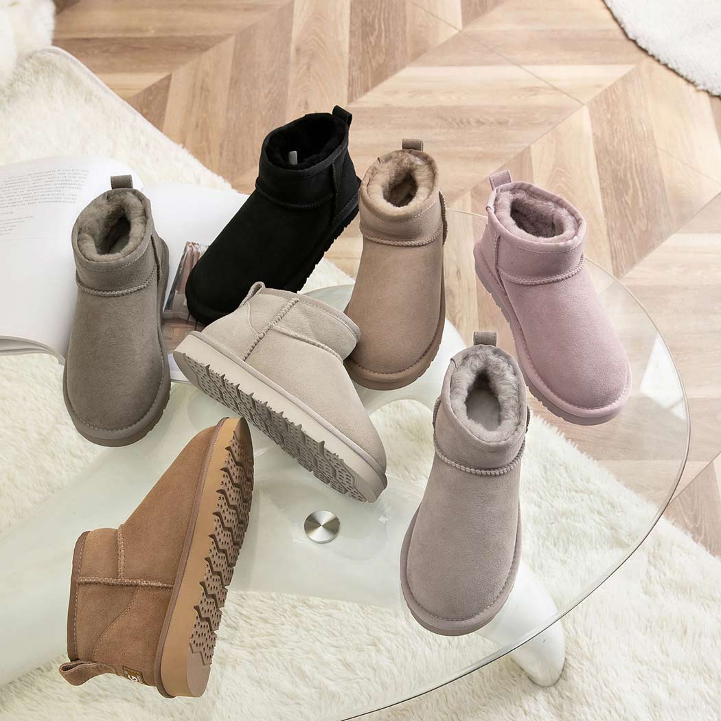 AUSTRALIAN SHEPHERD® UGG Boots Double Faced Sheepskin Wool Ankle Mini Boots Jade AS 3068