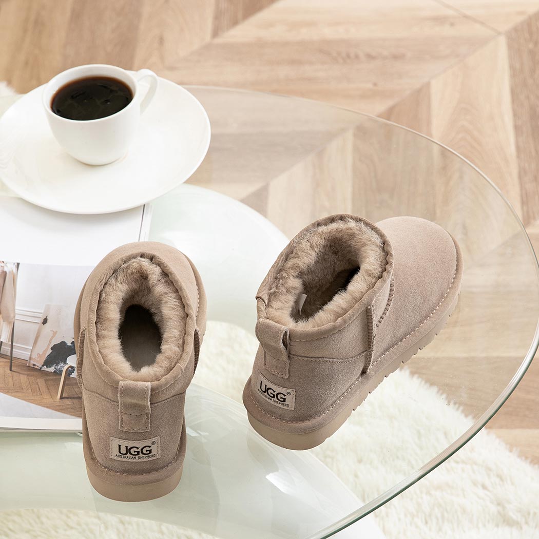 AUSTRALIAN SHEPHERD® UGG Boots Double Faced Sheepskin Wool Ankle Mini Boots Jade AS 3068