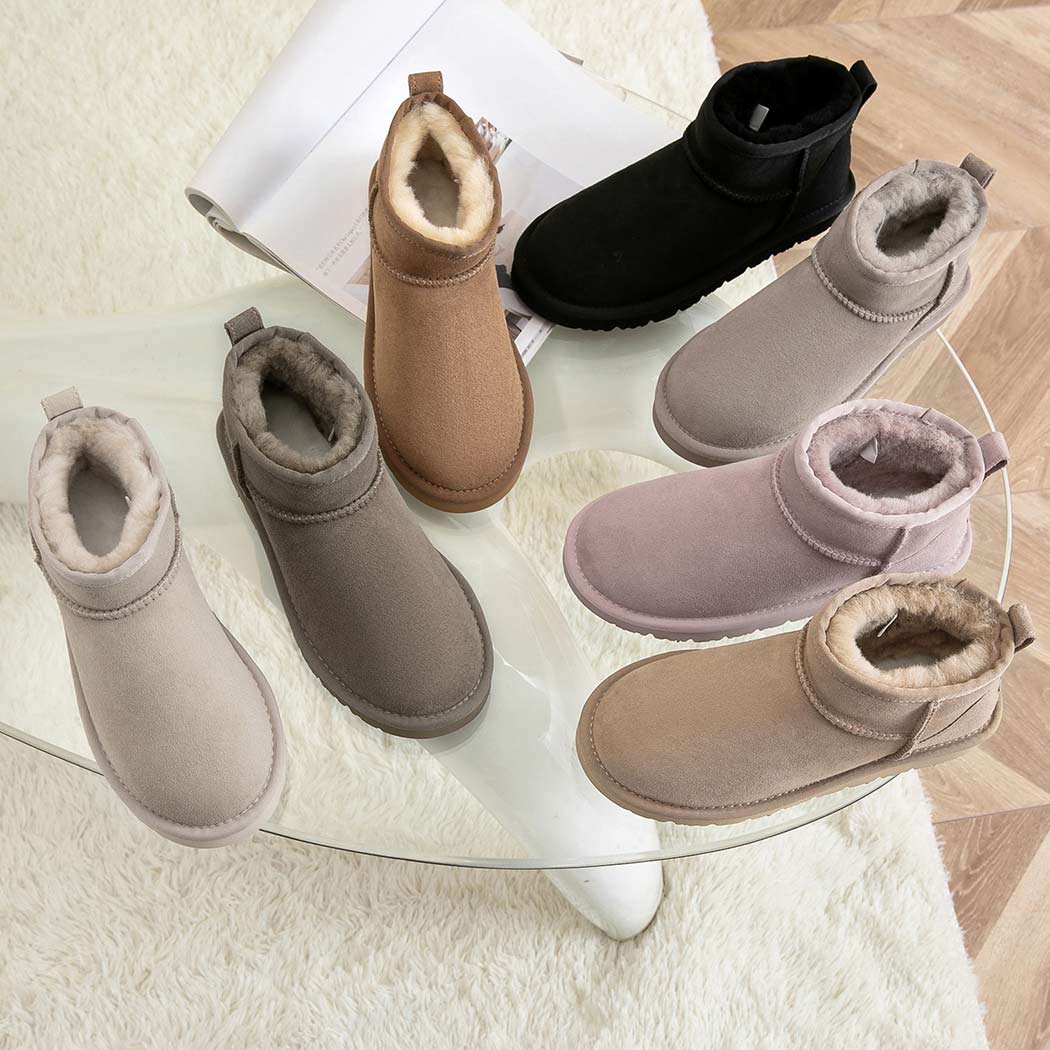 AUSTRALIAN SHEPHERD® UGG Boots Double Faced Sheepskin Wool Ankle Mini Boots Jade AS 3068
