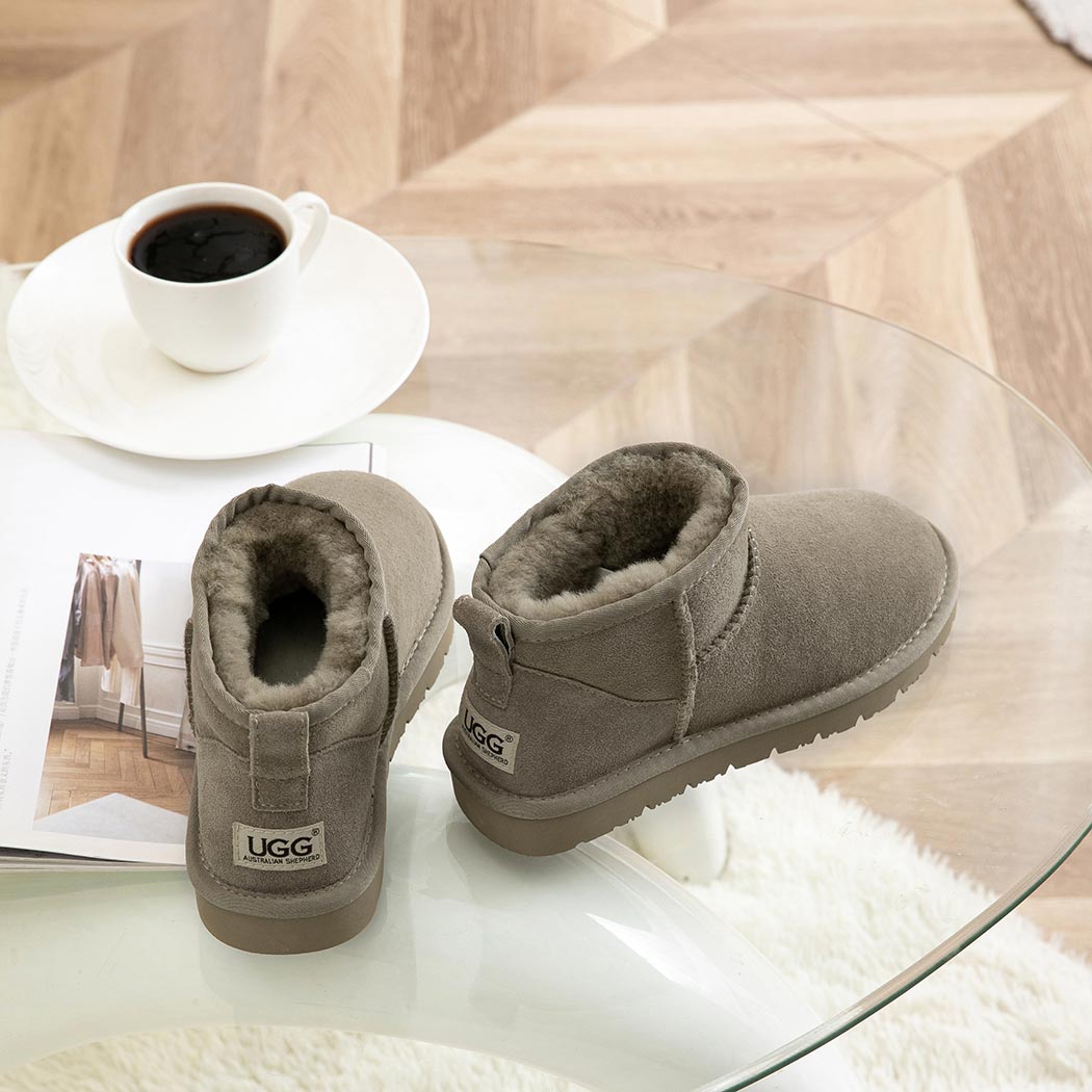 AUSTRALIAN SHEPHERD® UGG Boots Double Faced Sheepskin Wool Ankle Mini Boots Jade AS 3068