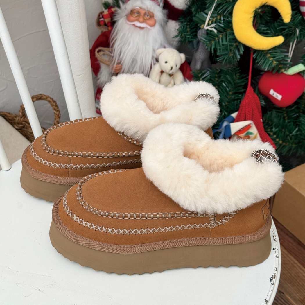 AUSTRALIAN SHEPHERD® UGG Boots Women Sheepskin Wool Collar Ankle Platform Mini Santana AS 3074