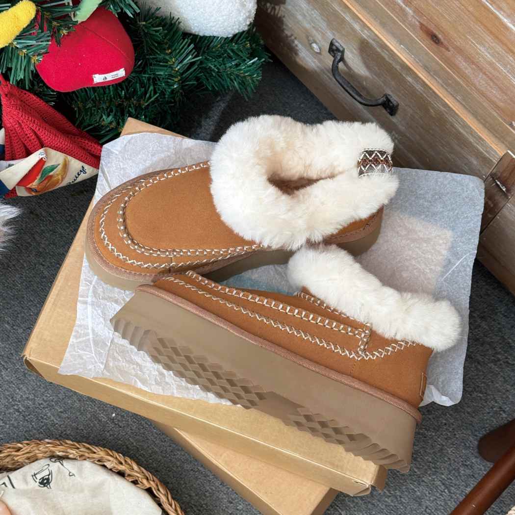AUSTRALIAN SHEPHERD® UGG Boots Women Sheepskin Wool Collar Ankle Platform Mini Santana AS 3074