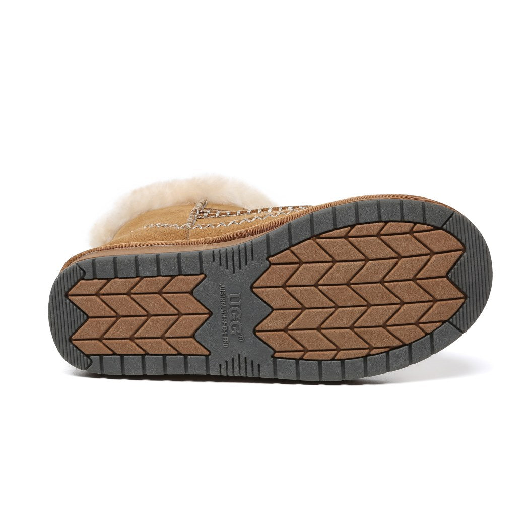 AUSTRALIAN SHEPHERD® UGG Boots Women Sheepskin Wool Ankle Woven Mini Stormy AS 3075