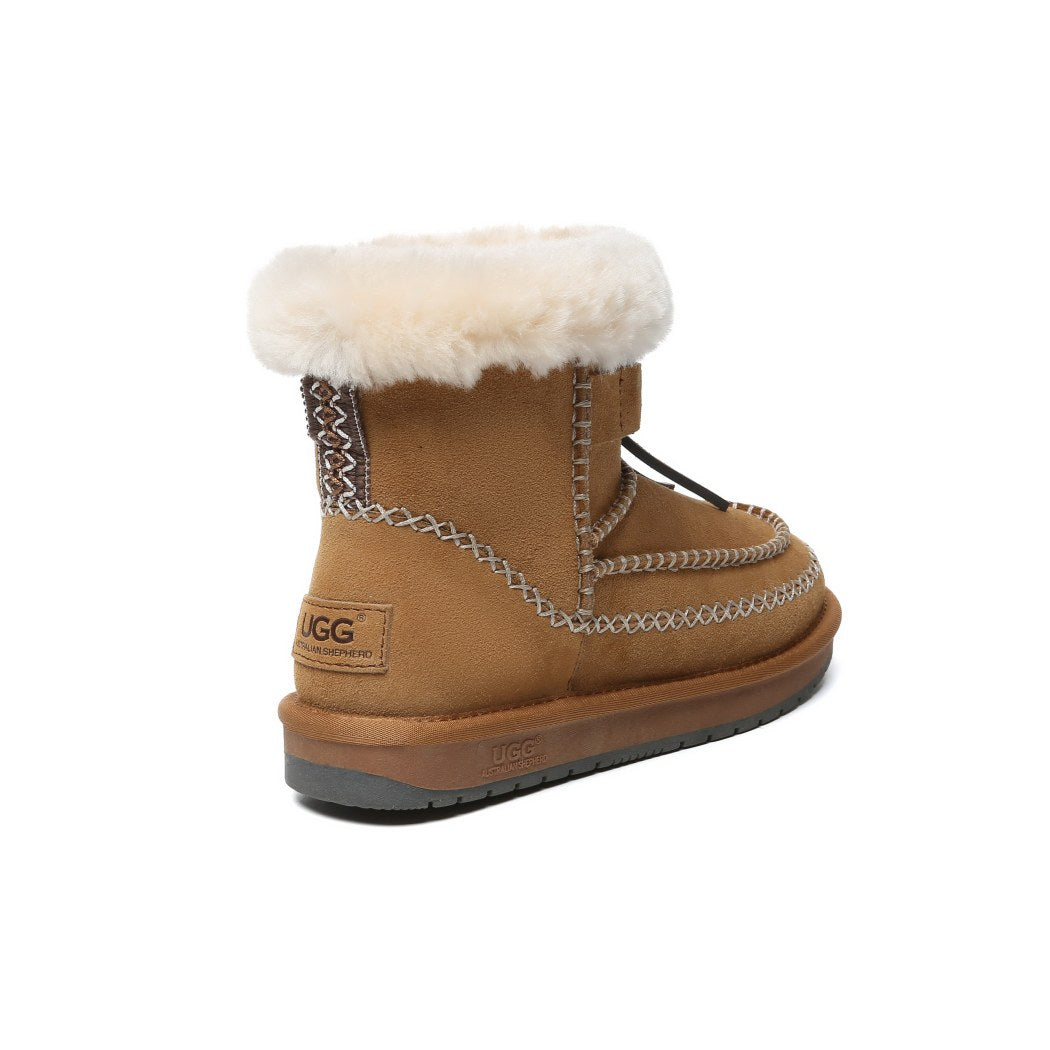 AUSTRALIAN SHEPHERD® UGG Boots Women Sheepskin Wool Ankle Woven Mini Stormy AS 3075