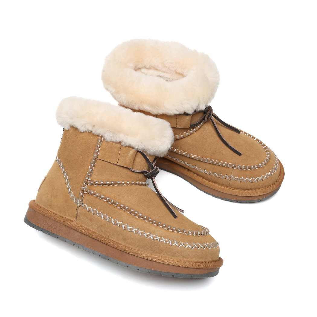 AUSTRALIAN SHEPHERD® UGG Boots Women Sheepskin Wool Ankle Woven Mini Stormy AS 3075