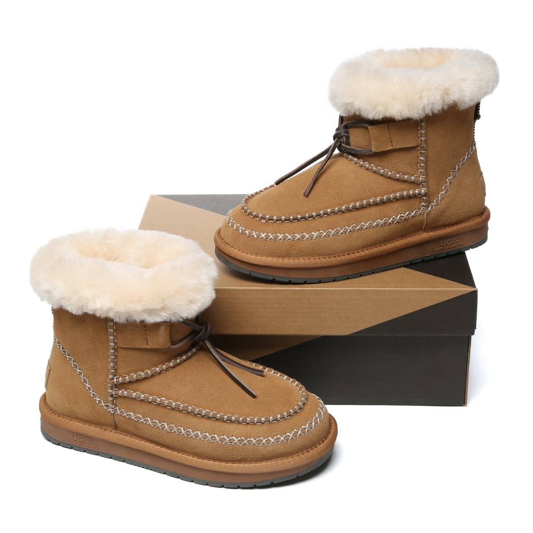 AUSTRALIAN SHEPHERD® UGG Boots Women Sheepskin Wool Ankle Woven Mini Stormy AS 3075