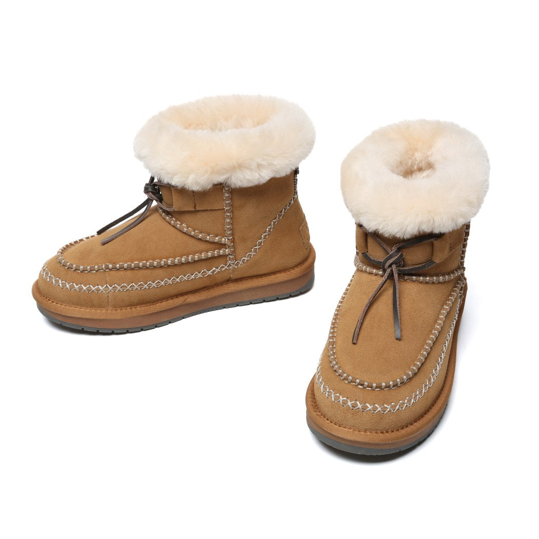 AUSTRALIAN SHEPHERD® UGG Boots Women Sheepskin Wool Ankle Woven Mini Stormy AS 3075