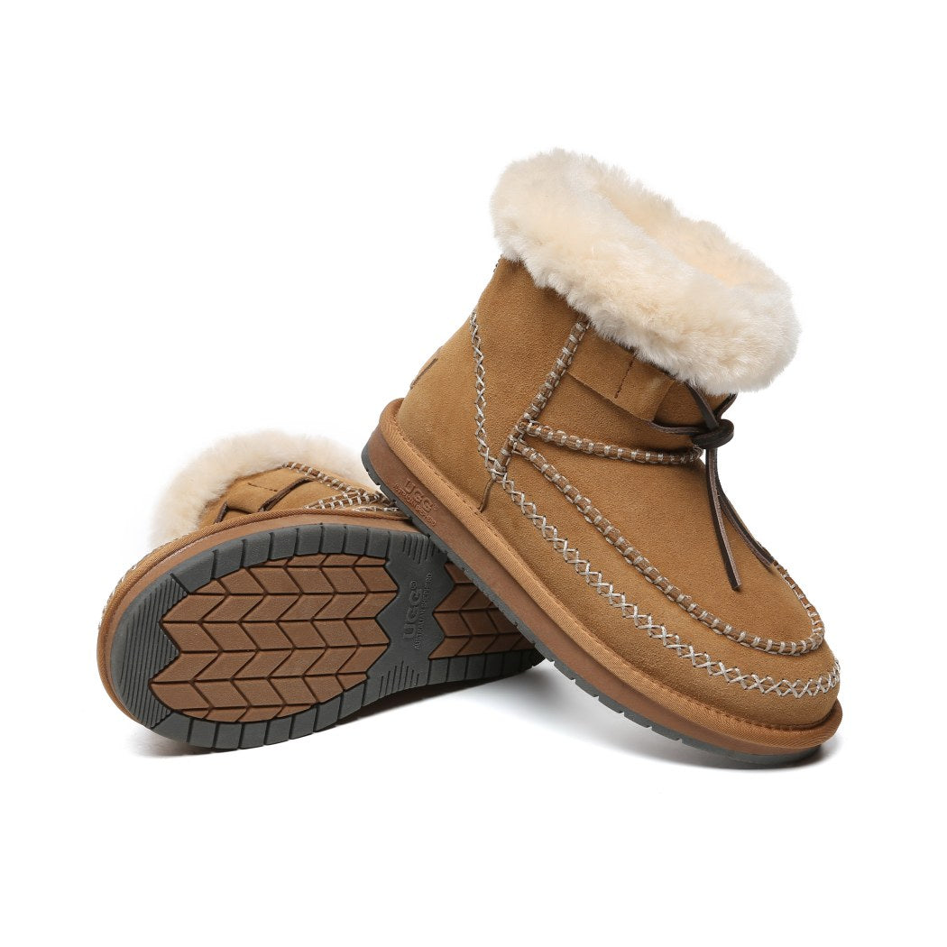 AUSTRALIAN SHEPHERD® UGG Boots Women Sheepskin Wool Ankle Woven Mini Stormy AS 3075