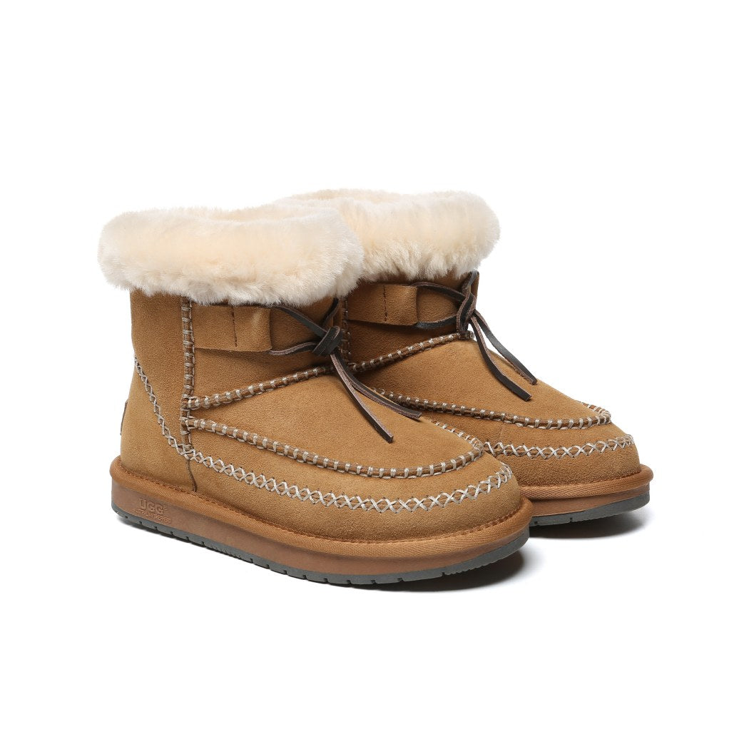 AUSTRALIAN SHEPHERD® UGG Boots Women Sheepskin Wool Ankle Woven Mini Stormy AS 3075