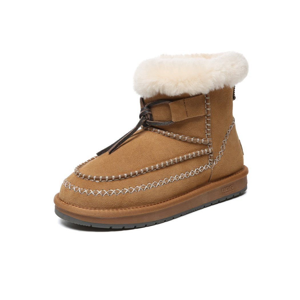 AUSTRALIAN SHEPHERD® UGG Boots Women Sheepskin Wool Ankle Woven Mini Stormy AS 3075