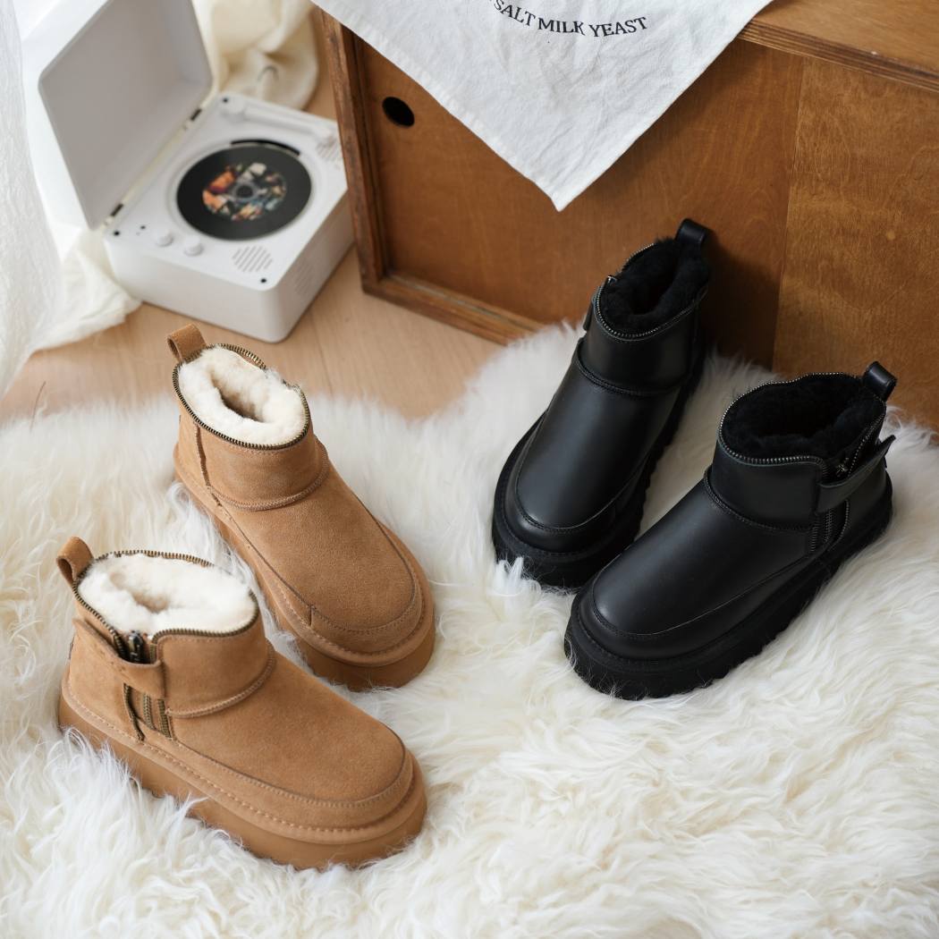 AUSTRALIAN SHEPHERD® UGG Boots Sheepskin Wool Zipper Ankle Platform Arya AS 3076