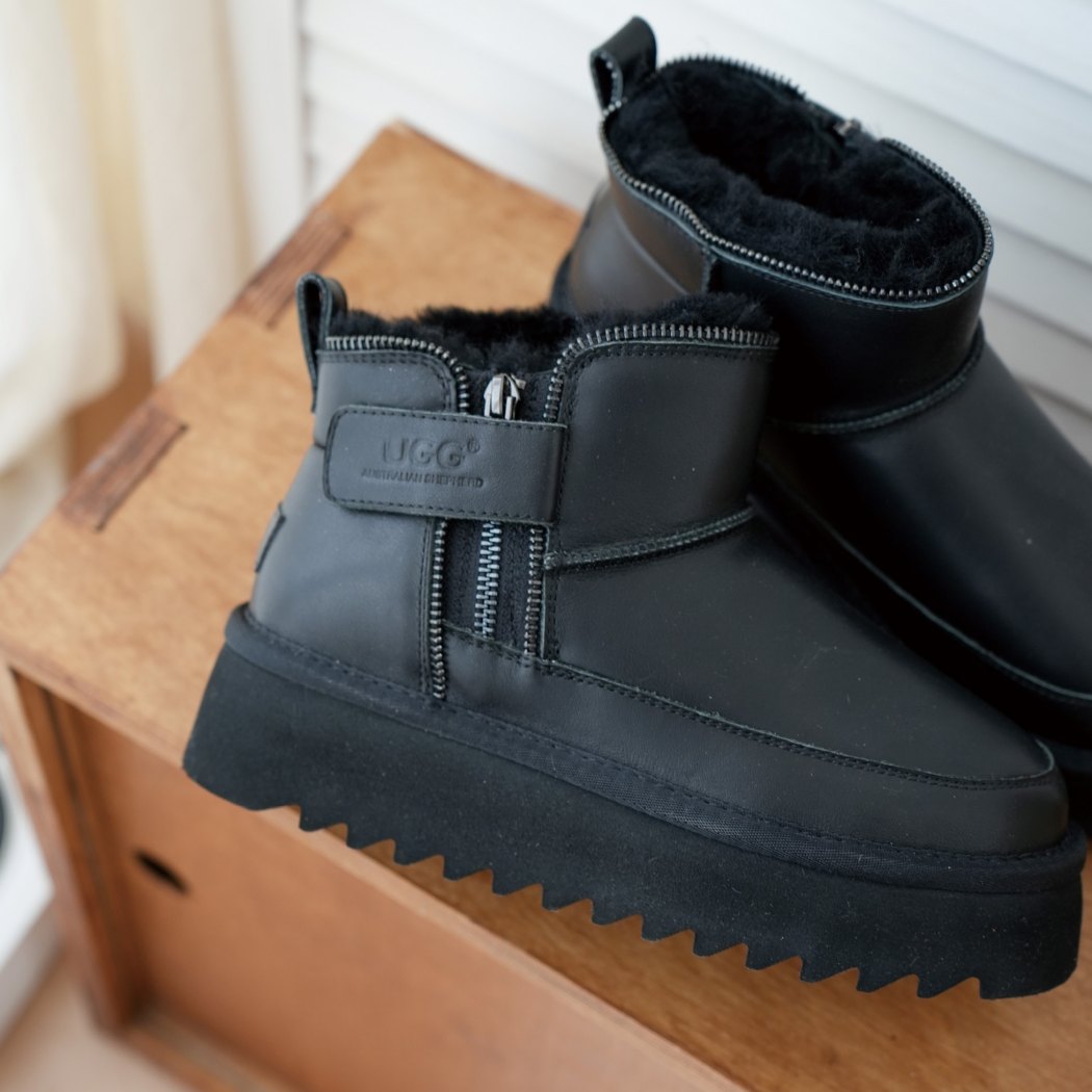 AUSTRALIAN SHEPHERD® UGG Boots Sheepskin Wool Zipper Ankle Platform Arya AS 3076