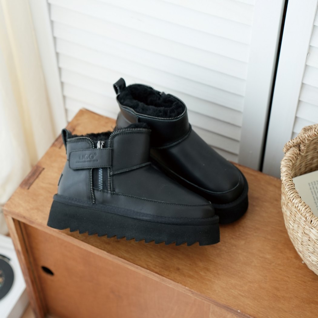 AUSTRALIAN SHEPHERD® UGG Boots Sheepskin Wool Zipper Ankle Platform Arya AS 3076