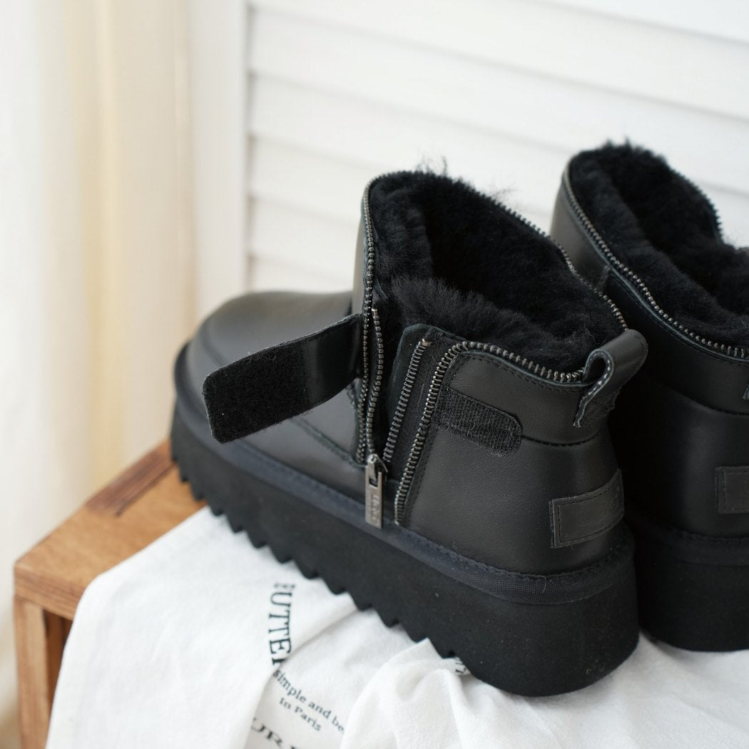 AUSTRALIAN SHEPHERD® UGG Boots Sheepskin Wool Zipper Ankle Platform Arya AS 3076