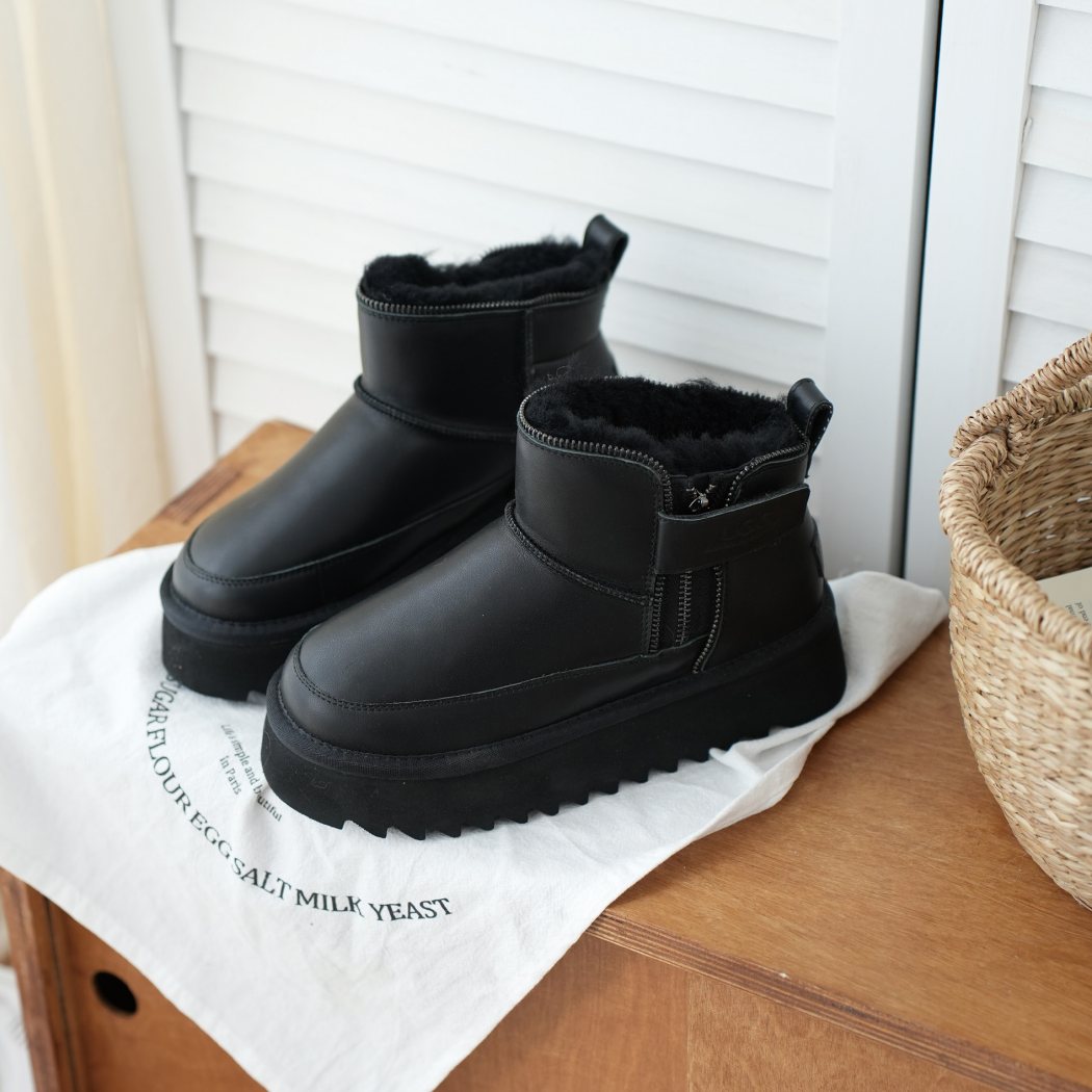 AUSTRALIAN SHEPHERD® UGG Boots Sheepskin Wool Zipper Ankle Platform Arya AS 3076