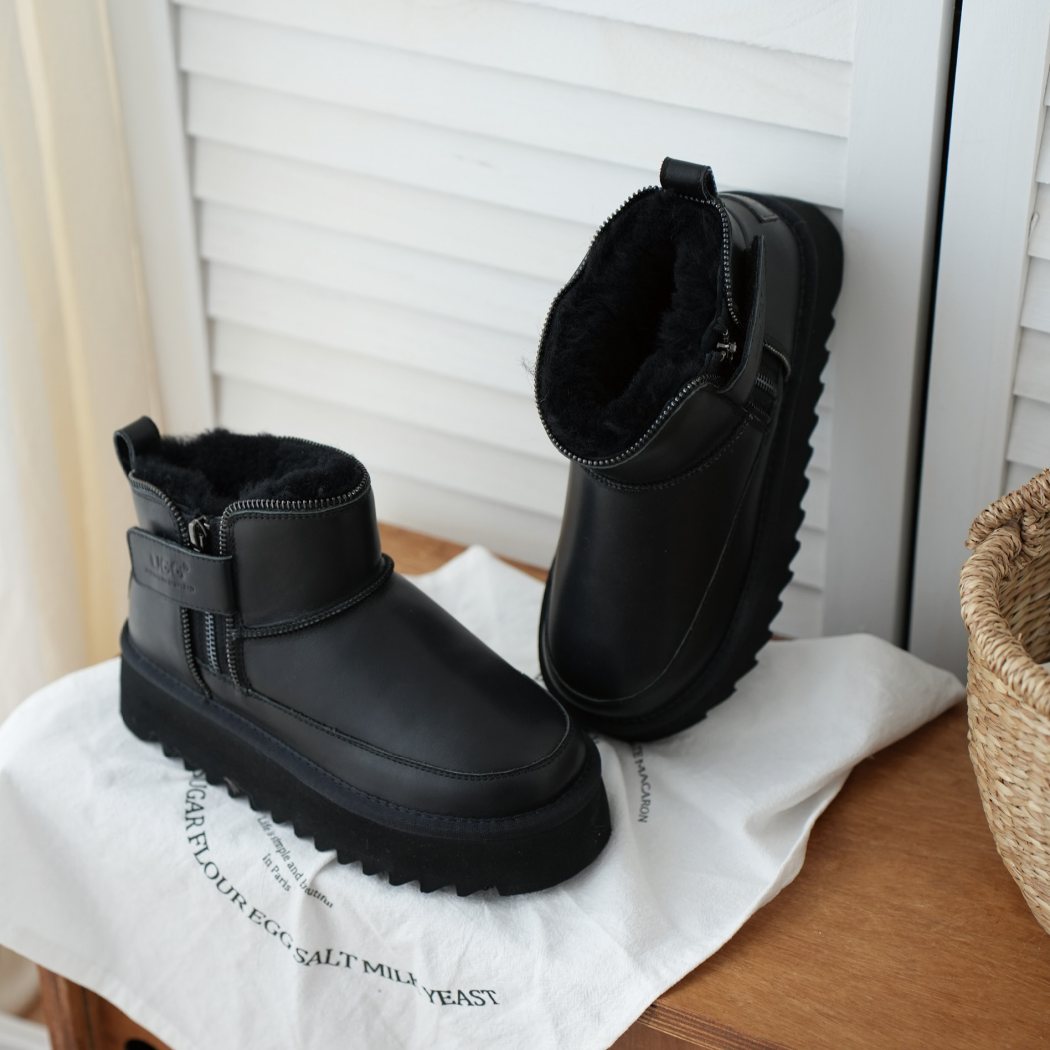 AUSTRALIAN SHEPHERD® UGG Boots Sheepskin Wool Zipper Ankle Platform Arya AS 3076