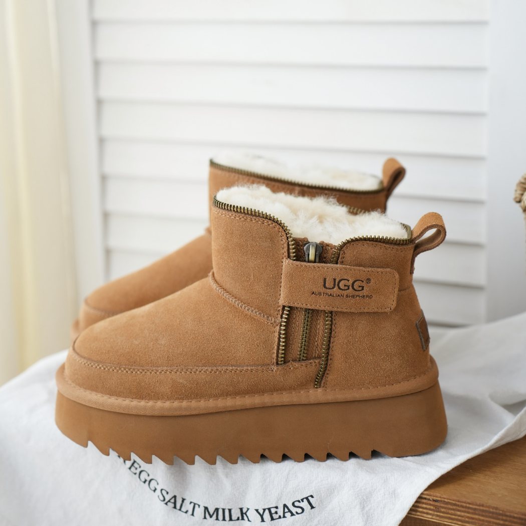 AUSTRALIAN SHEPHERD® UGG Boots Sheepskin Wool Zipper Ankle Platform Arya AS 3076