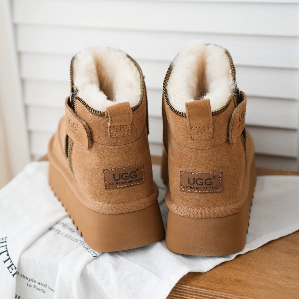 AUSTRALIAN SHEPHERD® UGG Boots Sheepskin Wool Zipper Ankle Platform Arya AS 3076
