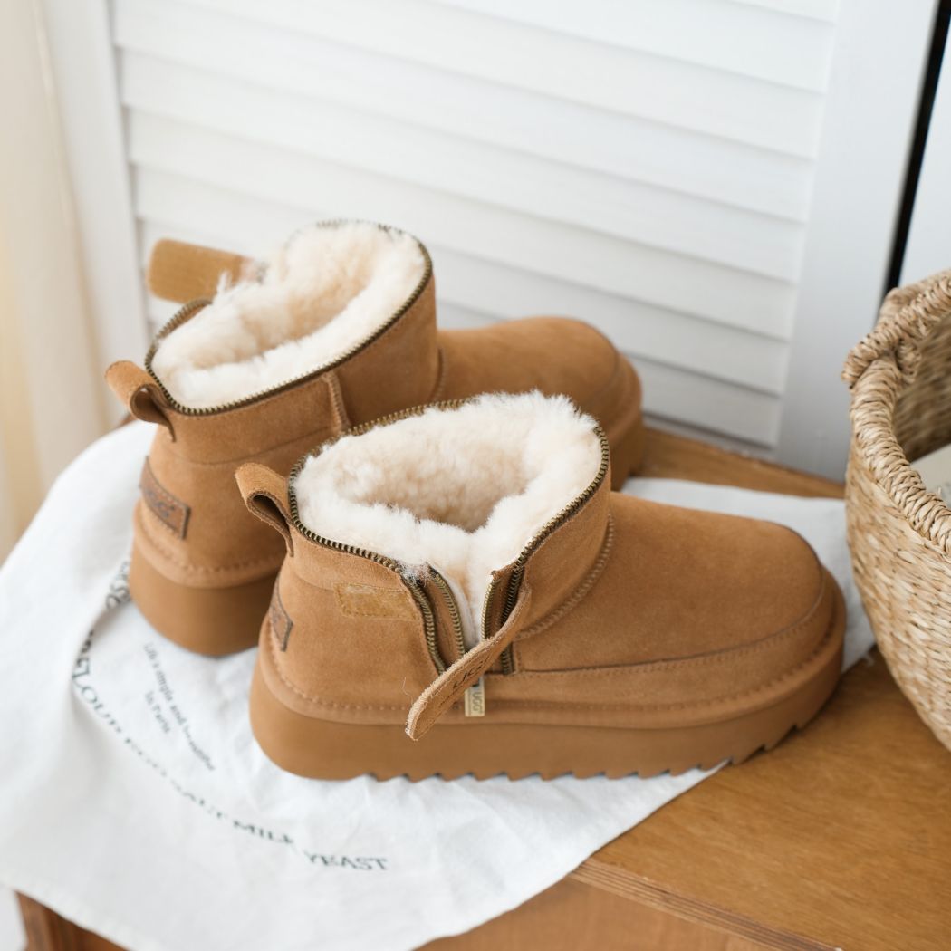 AUSTRALIAN SHEPHERD® UGG Boots Sheepskin Wool Zipper Ankle Platform Arya AS 3076