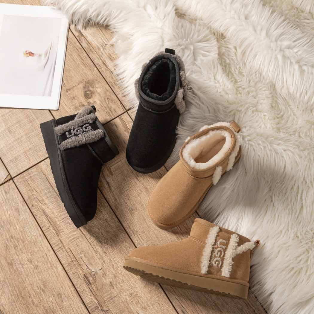 AUSTRALIAN SHEPHERD® UGG Boots Sheepskin Wool Shearling Lined Ankle Ultra Mini Darby AS 3077