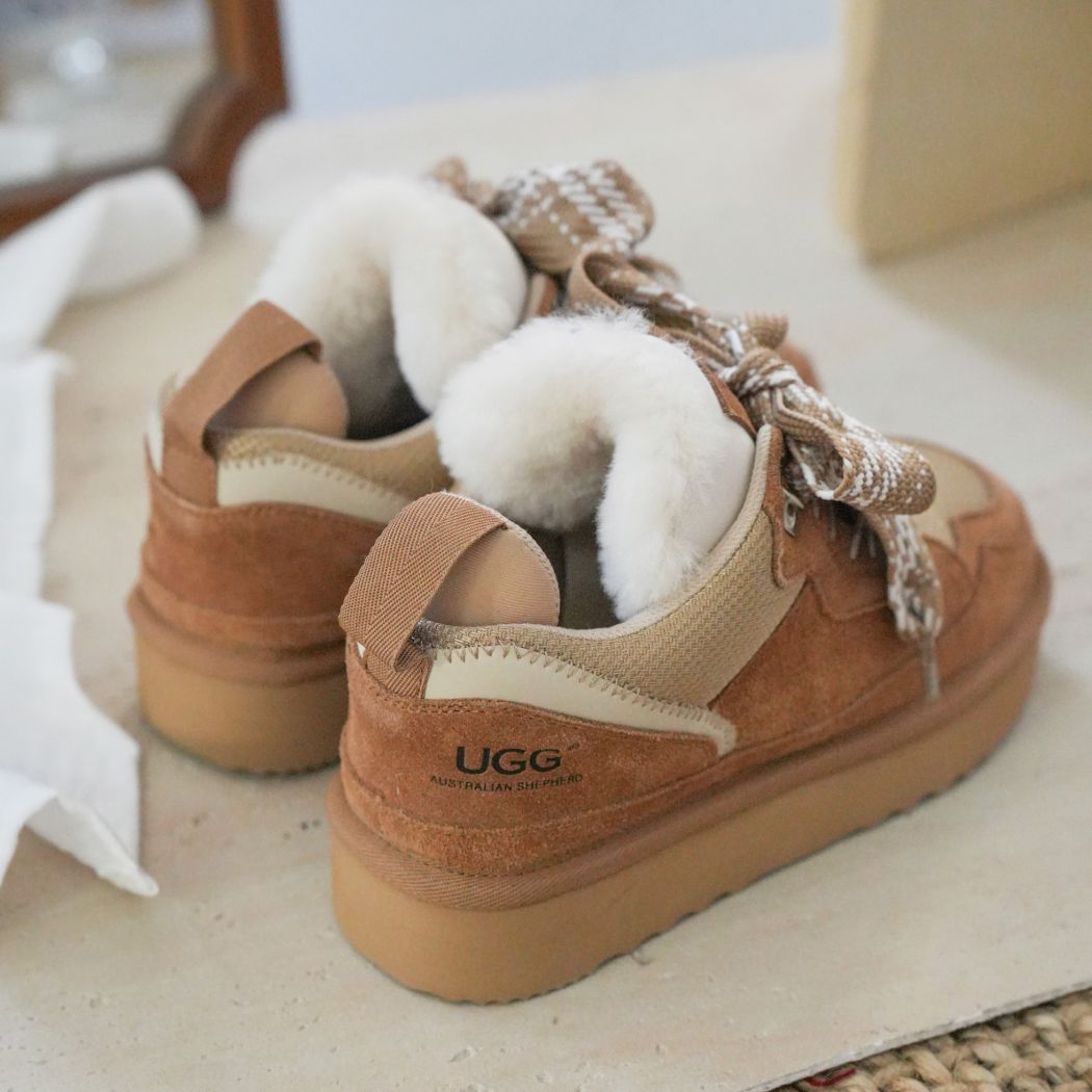AUSTRALIAN SHEPHERD® UGG Boots Sheepskin Wool Lace Up Platform Parkyr AS 3083