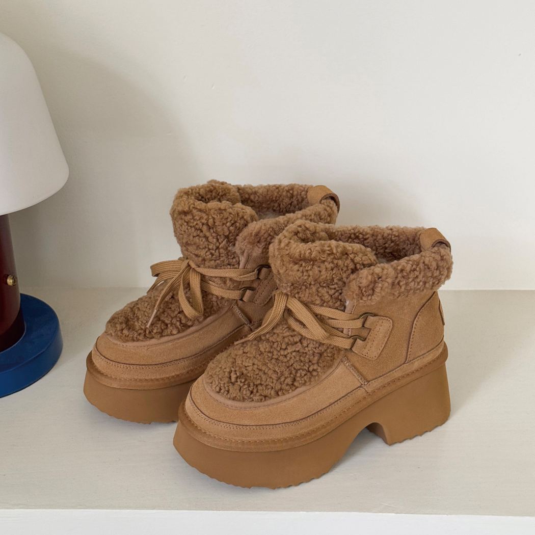 AUSTRALIAN SHEPHERD® UGG Boots Women Sheepskin Wool Chunky Platform Bumpy AS 3086