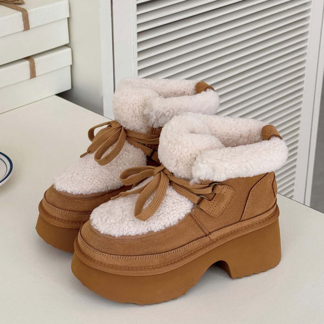 AUSTRALIAN SHEPHERD® UGG Boots Women Sheepskin Wool Chunky Platform Bumpy AS 3086