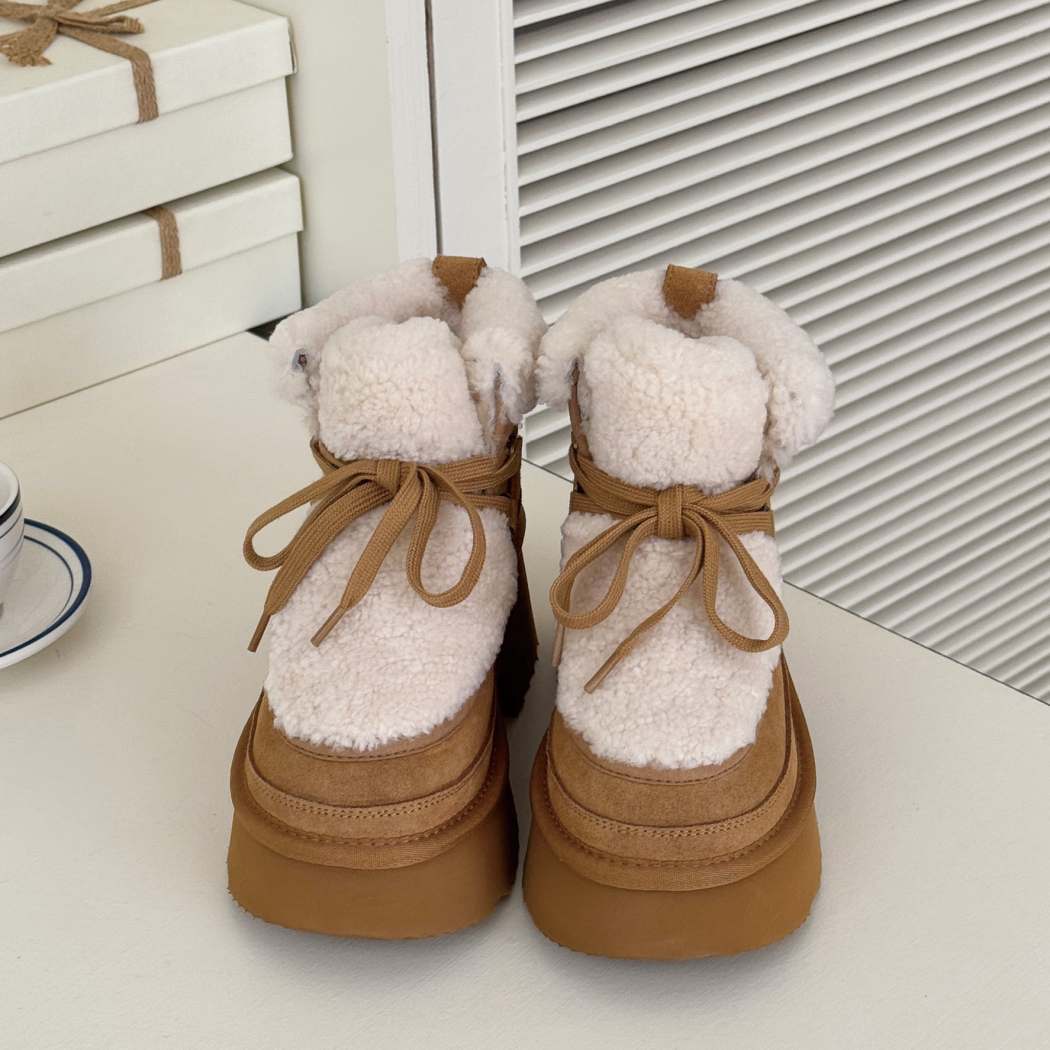 AUSTRALIAN SHEPHERD® UGG Boots Women Sheepskin Wool Chunky Platform Bumpy AS 3086