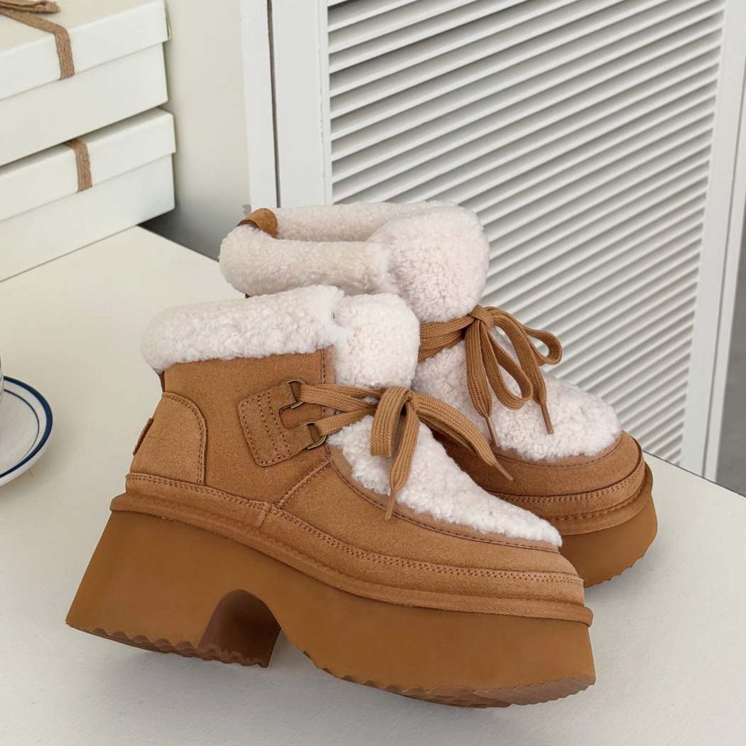 AUSTRALIAN SHEPHERD® UGG Boots Women Sheepskin Wool Chunky Platform Bumpy AS 3086
