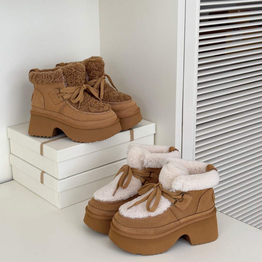 AUSTRALIAN SHEPHERD® UGG Boots Women Sheepskin Wool Chunky Platform Bumpy AS 3086