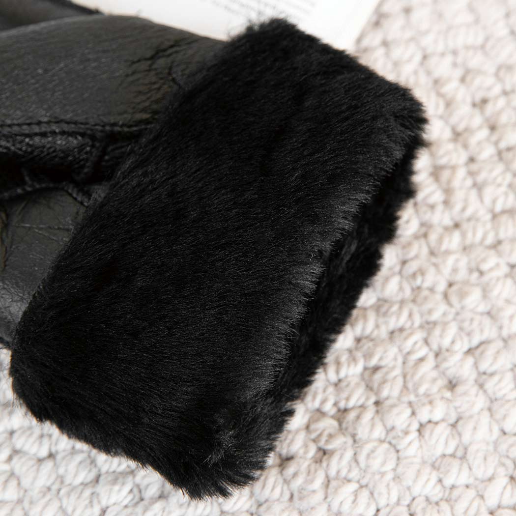 AUSTRALIAN SHEPHERD® Leather Fluffy Sheepskin Wool Stitching Gloves ASA 014