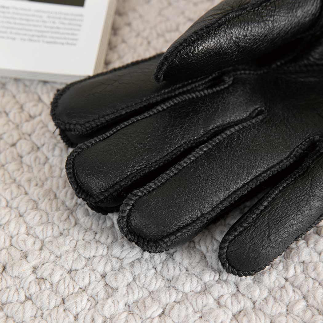 AUSTRALIAN SHEPHERD® Leather Fluffy Sheepskin Wool Stitching Gloves ASA 014