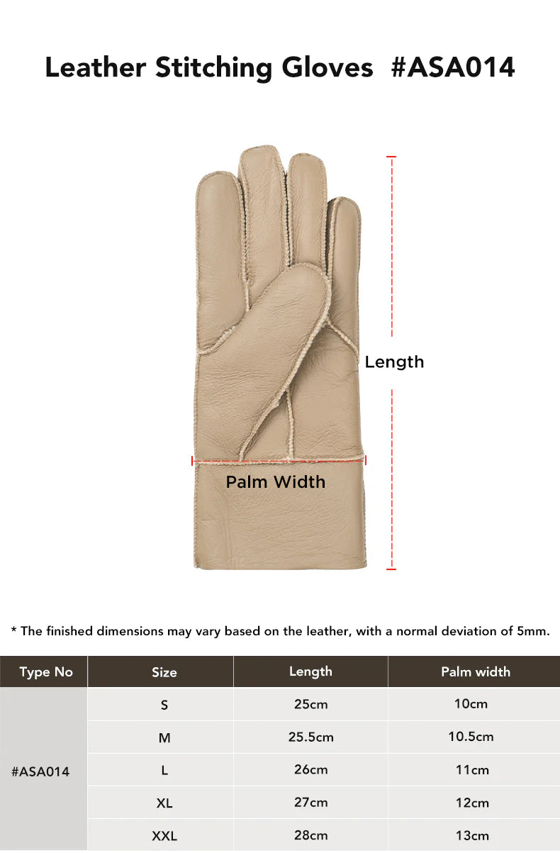 AUSTRALIAN SHEPHERD® Leather Fluffy Sheepskin Wool Stitching Gloves ASA 014