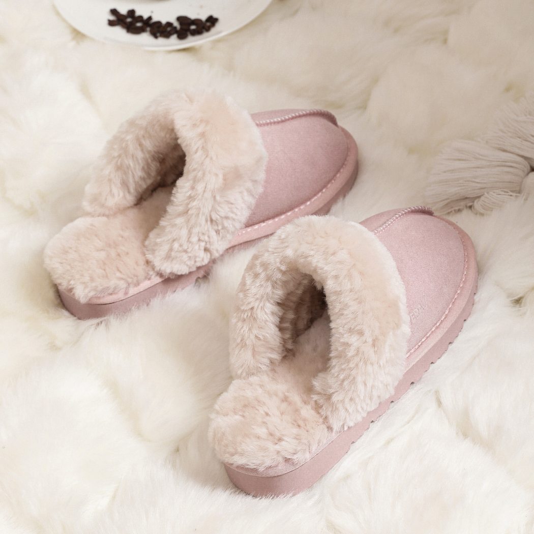 EVERAU® UGG Slippers Sheepskin Wool Suede Scuff Muffin EA 2024