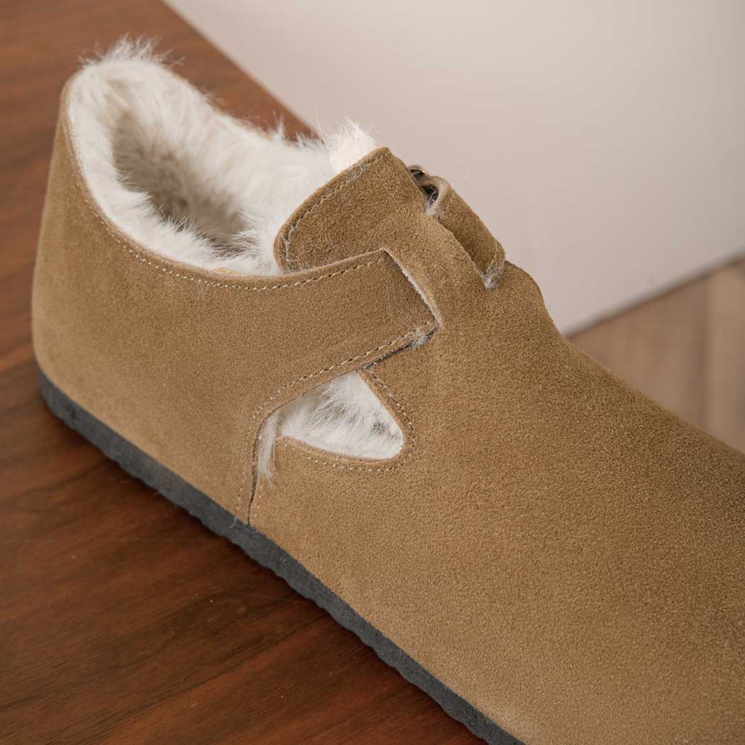 EVERAU® Adjustable Buckled Straps Suede Flat Clog Slippers Marla EA 2039