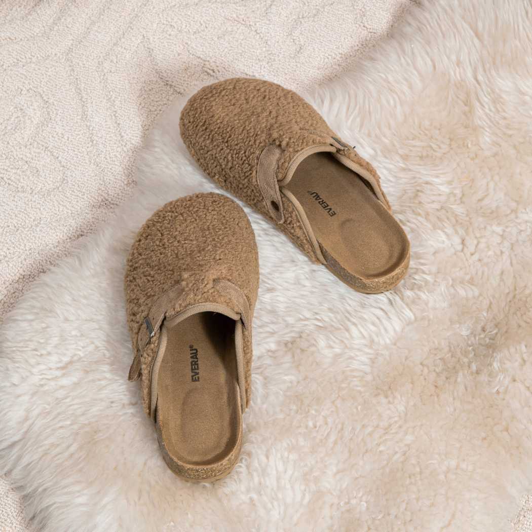 EVERAU® UGG Women Shearling Buckle Sandal Slides Greta EA 2057