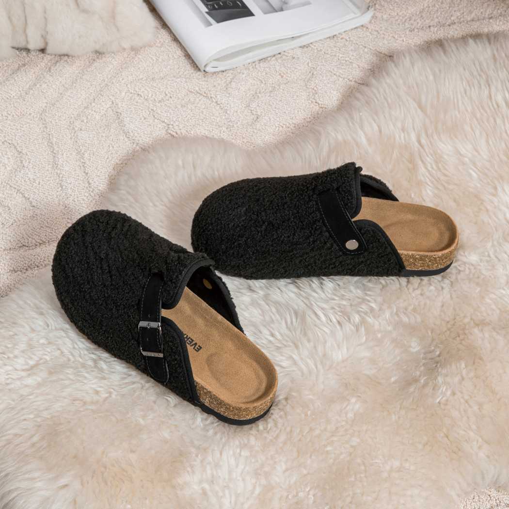 EVERAU® UGG Women Shearling Buckle Sandal Slides Greta EA 2057
