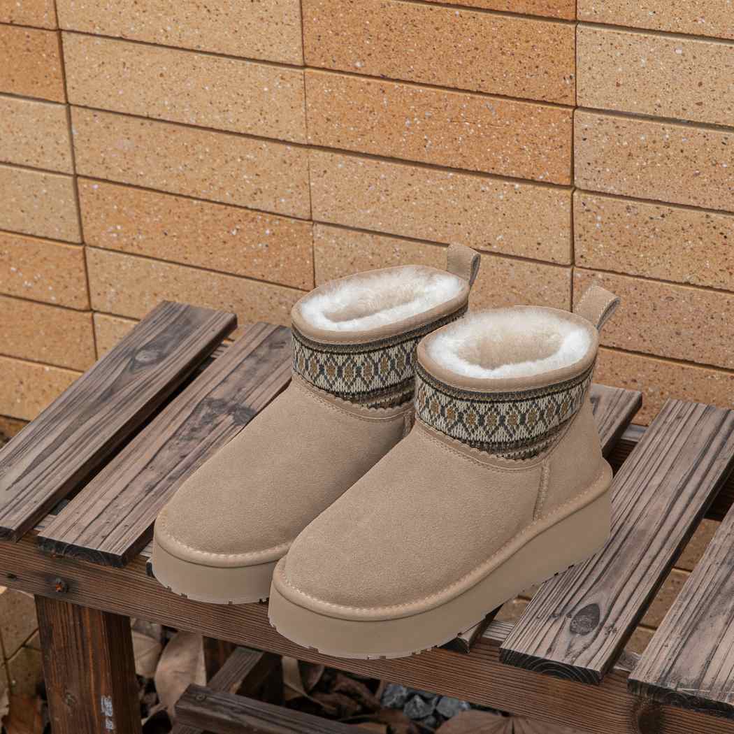 EVERAU® UGG Boots Sheepskin Wool Woven Ankle Platform Grantlee EA 3169