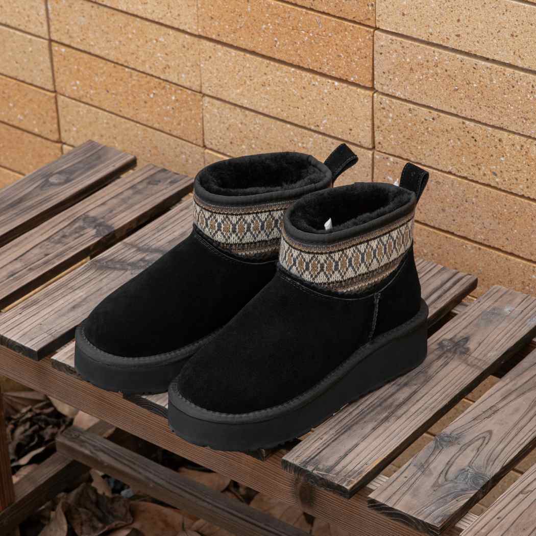 EVERAU® UGG Boots Sheepskin Wool Woven Ankle Platform Grantlee EA 3169