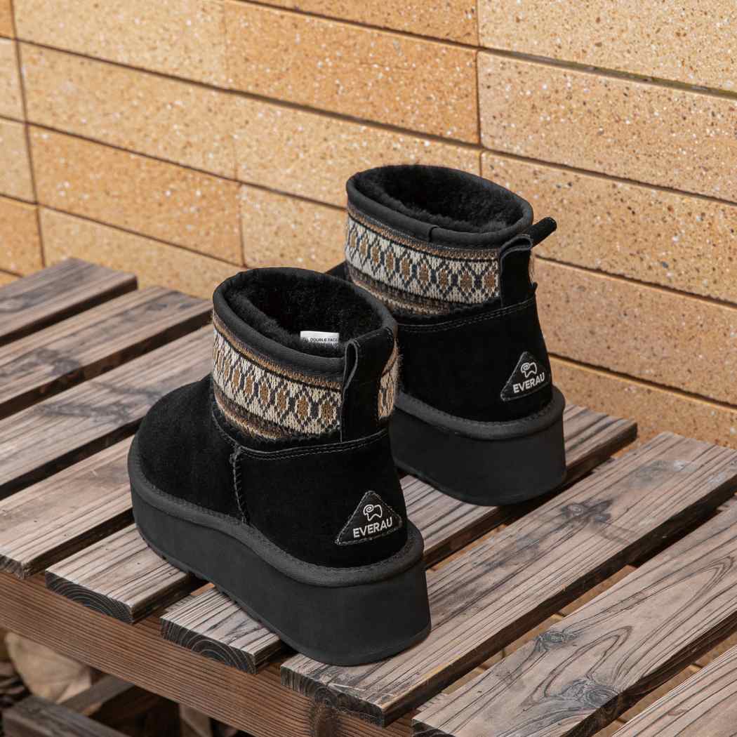 EVERAU® UGG Boots Sheepskin Wool Woven Ankle Platform Grantlee EA 3169