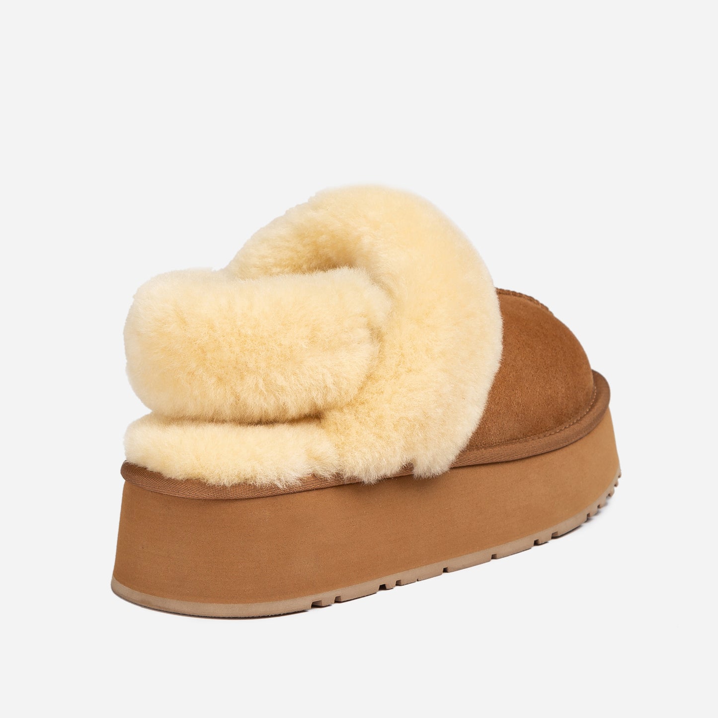 OZWEAR UGG COQUETTE PLATFORM SLIPPER (ELASTIC LOGO & WOOL STRAP ) OB 114PD