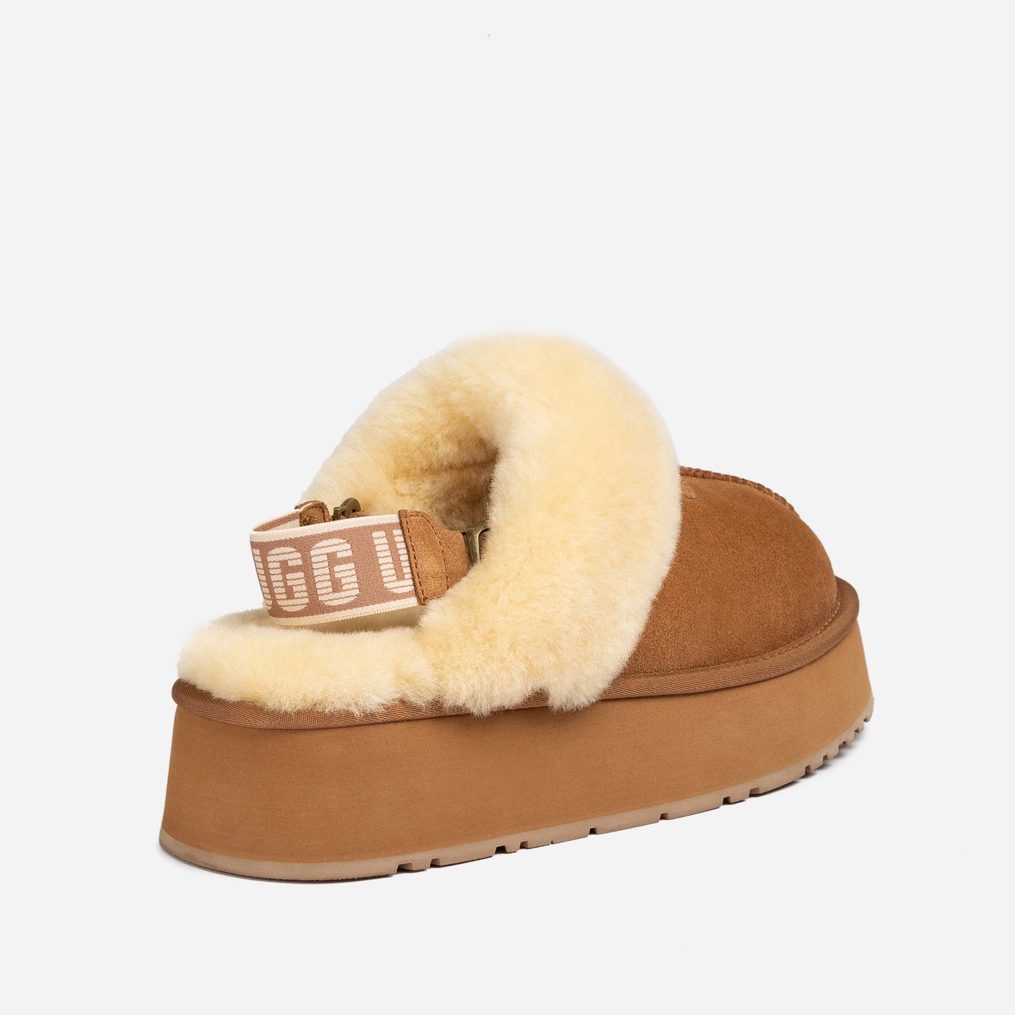 OZWEAR UGG COQUETTE PLATFORM SLIPPER (ELASTIC LOGO & WOOL STRAP ) OB 114PD