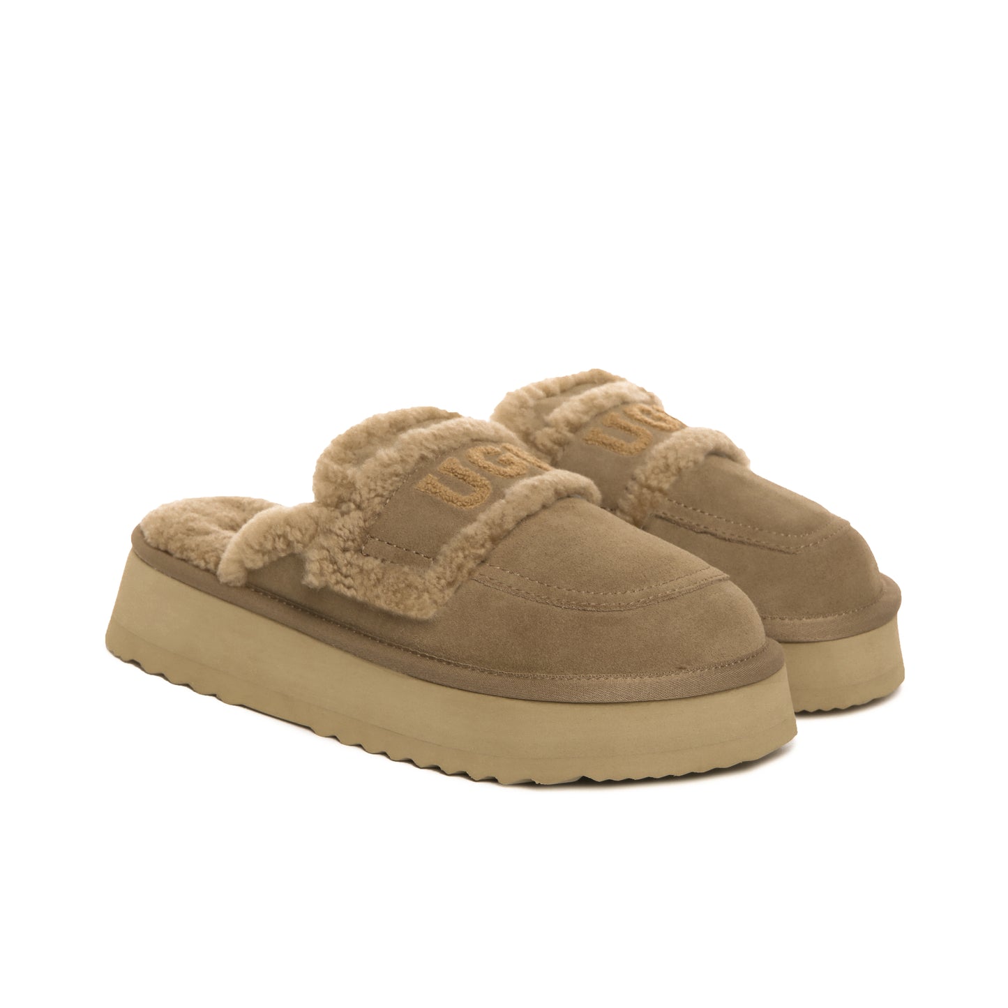 UGG Erin Platform Scuff Shearling Slipper DK 144