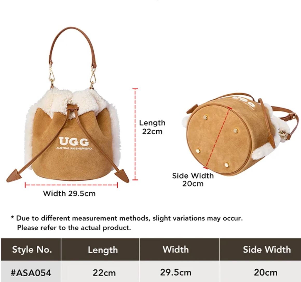 AUSTRALIAN SHEPHERD® Women Fluffy Wool Shoulder Bucket Bag ASA 054