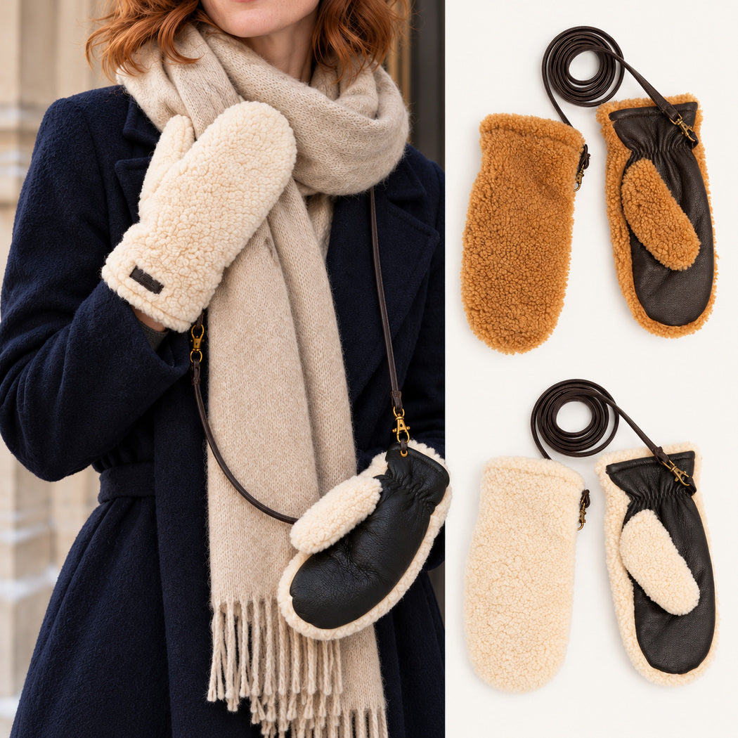 OZWEAR UGG Sheepskin Strap Mittens - CS095