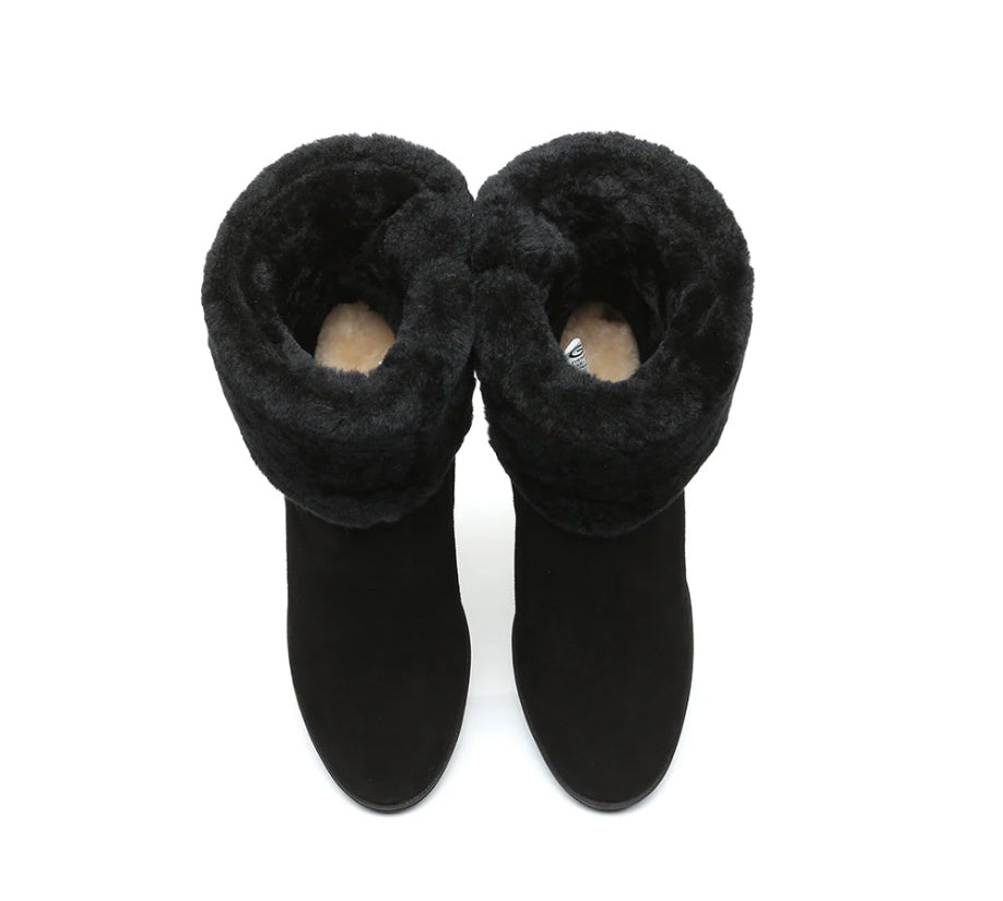 AUSTRALIAN SHEPHERD® UGG Women Shearling Zipper Heel Boots Candice AS 6002
