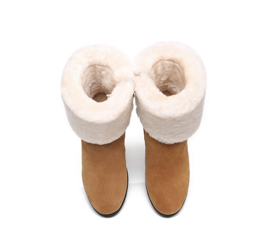 AUSTRALIAN SHEPHERD® UGG Women Shearling Zipper Heel Boots Candice AS 6002